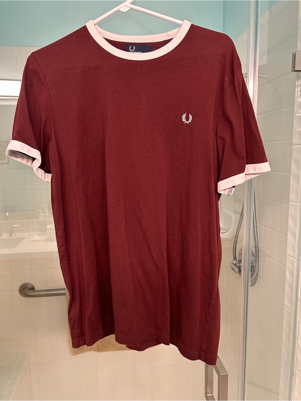 Fred Perry Burgundy Ringer Tee with White Trim